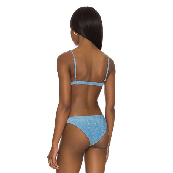 Mikoh Taga Lurex 2 piece Bikini Set in Bermuda Blue Metallic Large #1TGA1-2 NEW - Picture 3 of 7